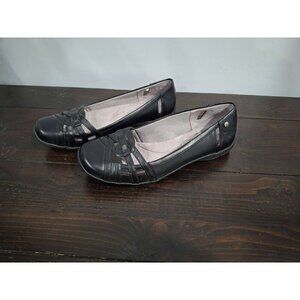 LifeStride Diverse Black Faux Leather Flat/Pre-owned, Sz. 7W EUC